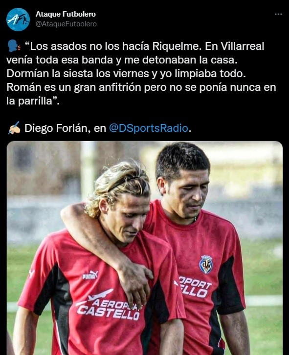 Forlán habló de Riquelme.