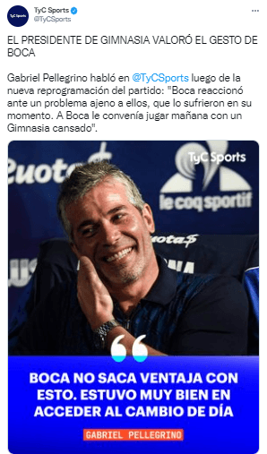 El presidente de Gimnasia sobre el cambio de horario del partido vs. Boca.