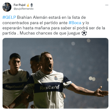 Alemán, la figura de Gimnasia que parecía descartada y podría llegar vs. Boca.
