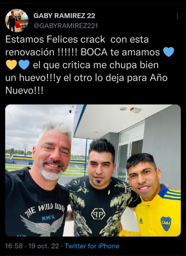 El tuit del hermano de Ramírez.