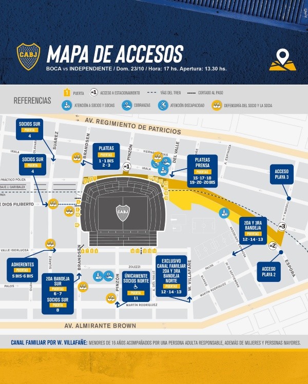 Los accesos a La Bombonera para esta tarde.