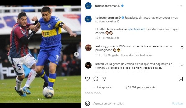 La publicación de Riquelme.