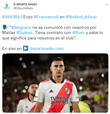 Francescoli habló del futuro de Matías Suárez y confesó un llamado de Belgrano.