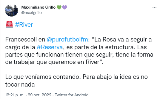 Francescoli y una decisión 100% tomada.