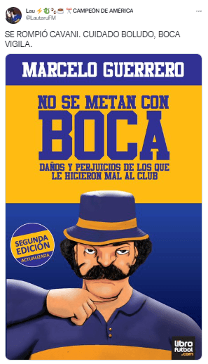 Los hinchas de Boca se burlan de la lesión de Cavani que podría dejarlo sin Mundial.