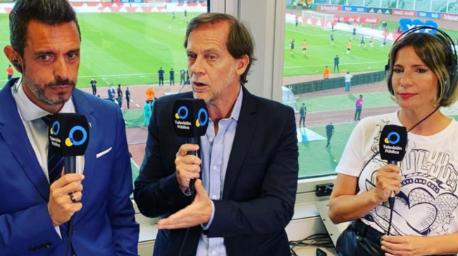 Giralt, Matías Martin y Lerena; las 3 voces de la TV Pública. (Foto: Instagram @alegrizutti)