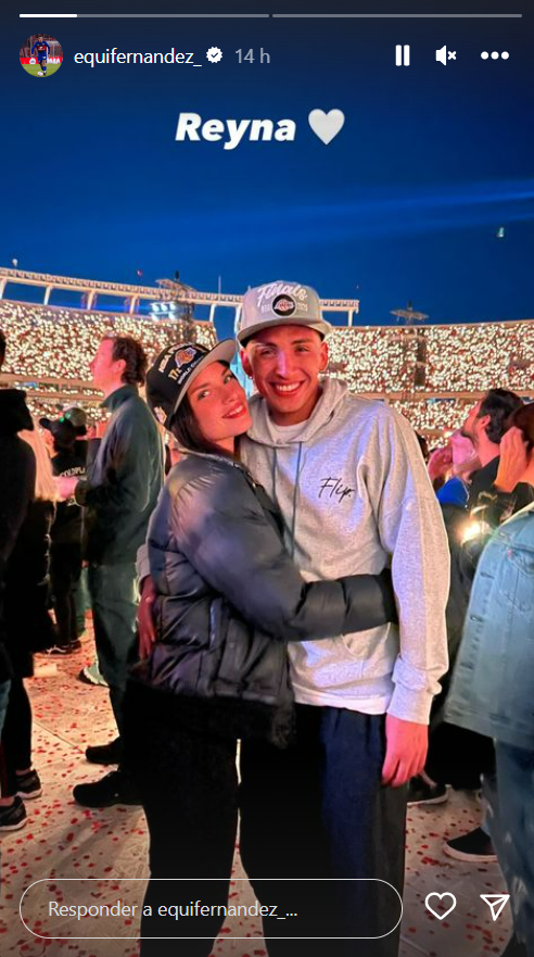 Equi Fernández y su novia, en el Monumental.