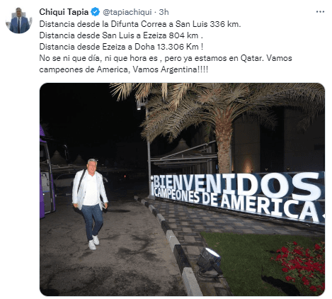 Tapia y un posteo insólito desde Qatar.