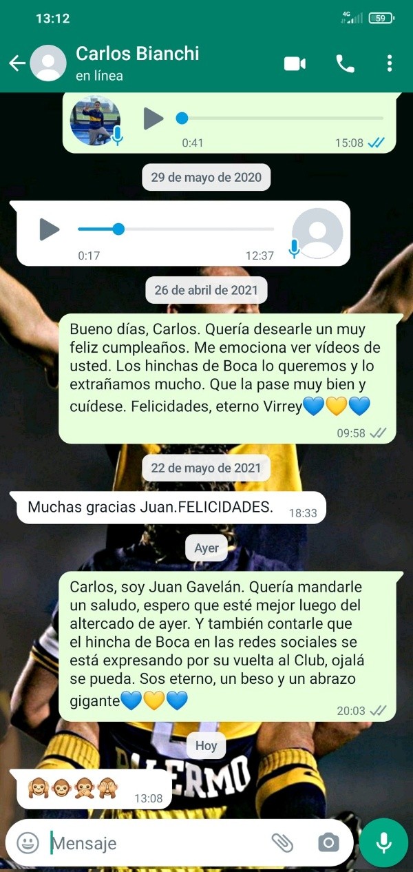 La captura del chat.