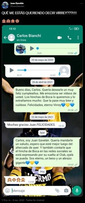 La charla entre un hincha y Bianchi.