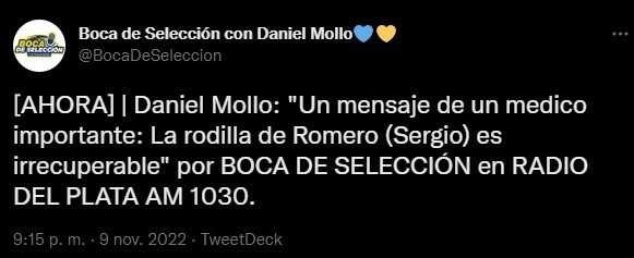 Fuerte comentario sobre Romero.