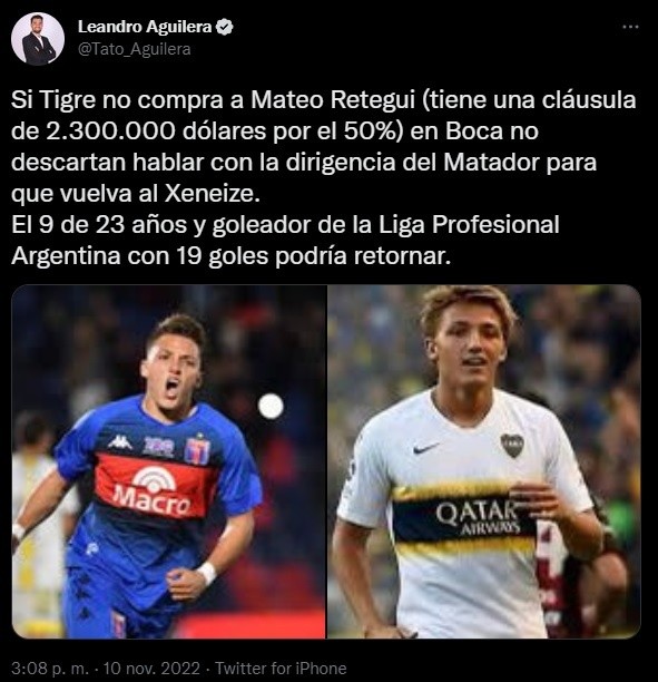 La situación de Retegui.