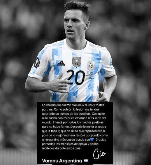 El desgarrador mensaje de Lo Celso tras quedarse sin Mundial por lesión.