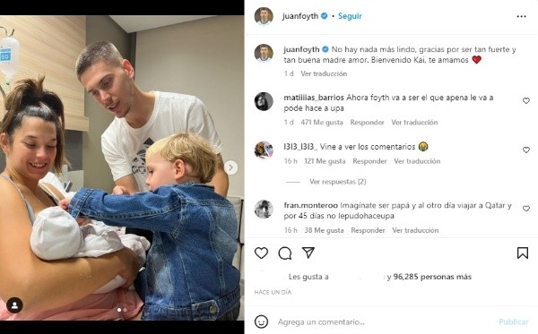 La publicación de Foyth.