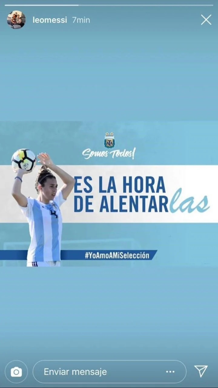 El apoyo de Messi al equipo femenino previo al repechaje 2018.