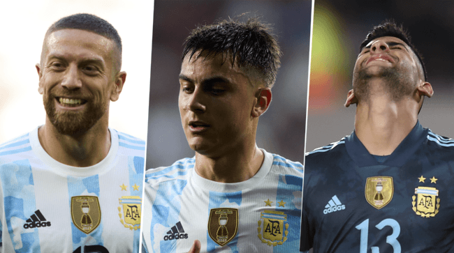 Papu, Dybala y Cuti Romero, afuera del banco. (Fotos: Getty Images)