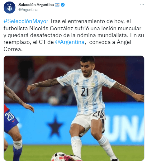 Nico González, una baja que duele.