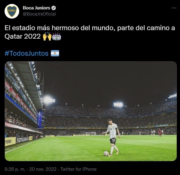 El tuit de Boca.