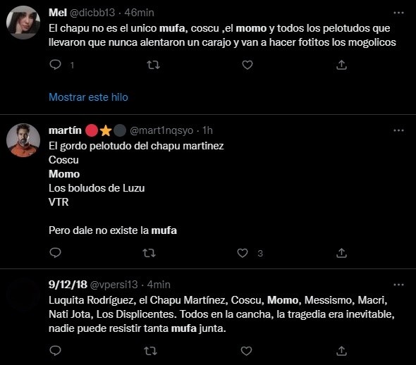 Los comentarios de los hinchas.