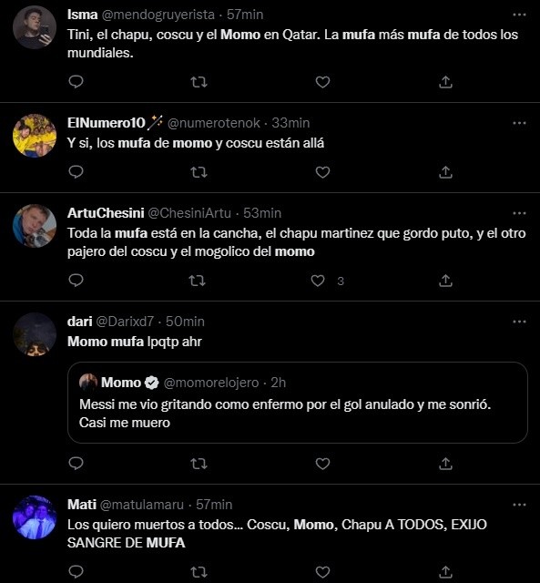 Los comentarios de los hinchas.