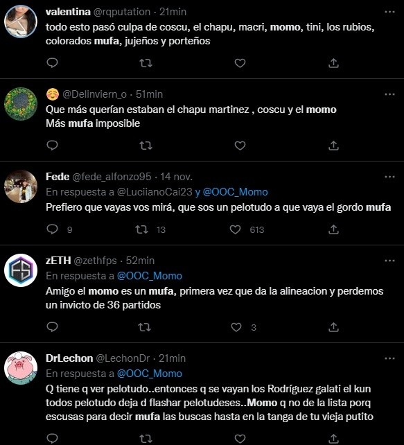 Los comentarios de los hinchas.