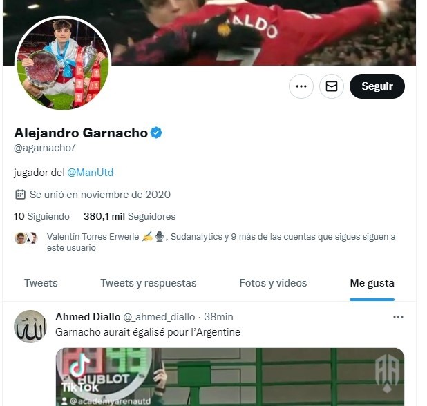 El polémico me gusta de Garnacho.