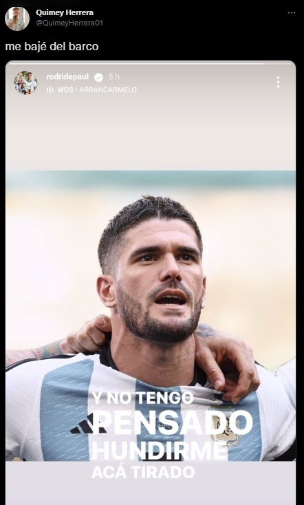 La publicación de Rodrigo De Paul.