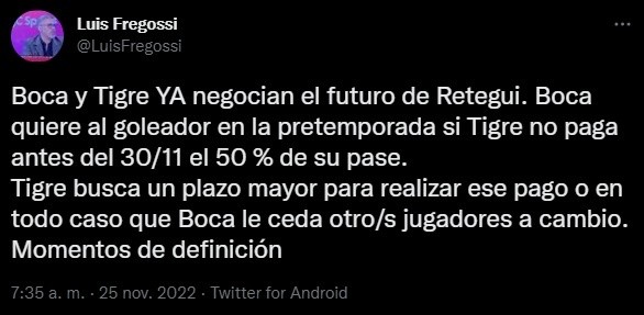 La situación de Retegui.