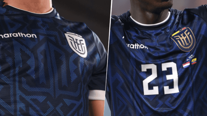 A la izquierda, el modelo que se vende en Ecuador. A la derecha, el que FIFA le obligó a usar ante Países Bajos. (Fotos: @latri / Getty Images)