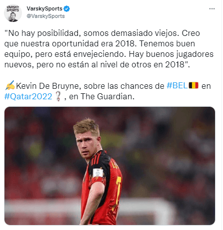 De Bruyne no confía en su equipo para levantar la Copa en Qatar.