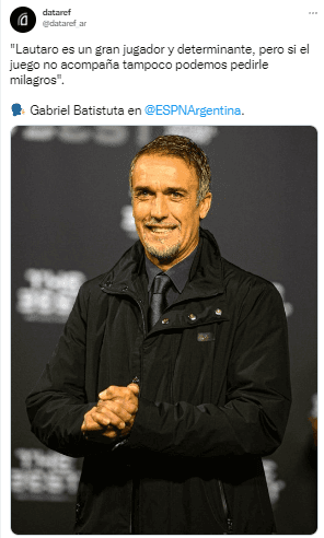 El respaldo de Batistuta para Lautaro Martínez.