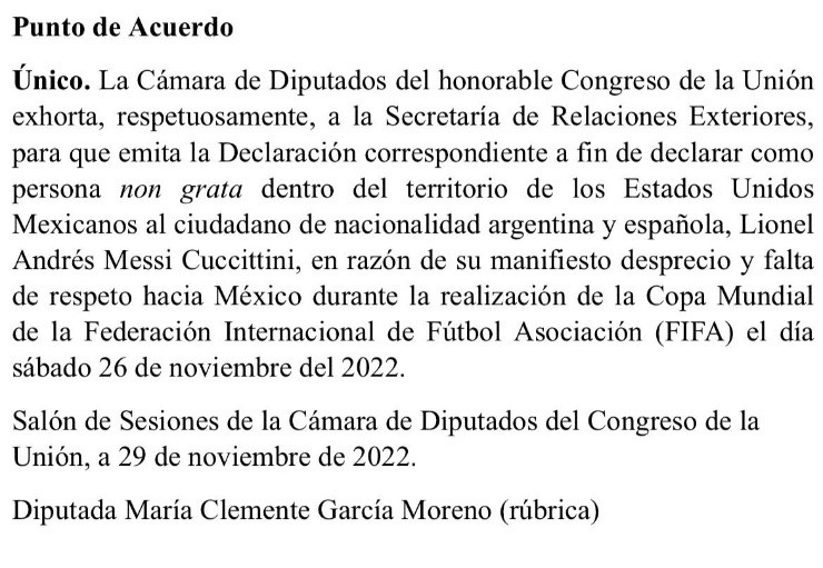 En México buscan declarar “persona no grata” a Messi.