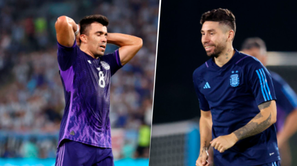 Acuña y Montiel, los dos futbolistas que deben cuidarse con PB de la amarilla (foto: Getty)