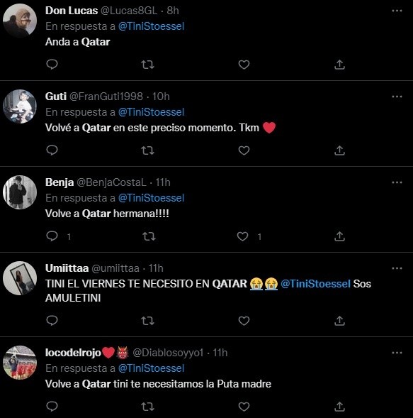 Los mensajes para Tini.