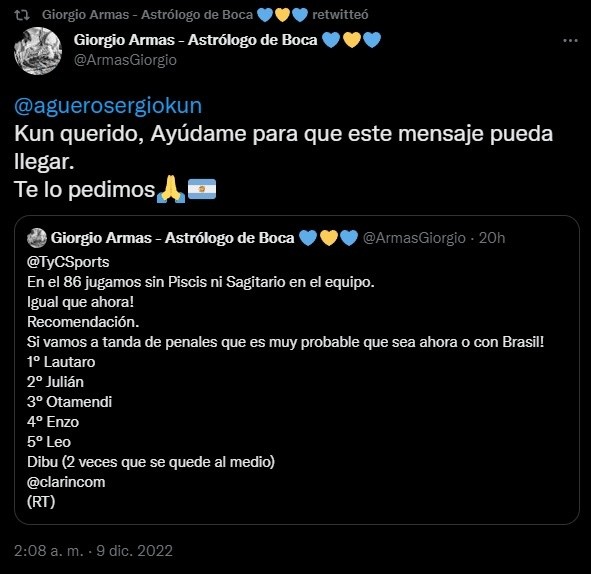 El pronóstico de Giorgio Armas.