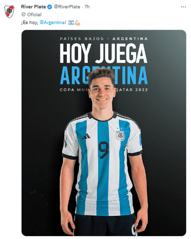 El CM de River volvió a tuitear en la previa de Argentina vs. Países Bajos.