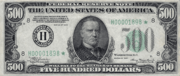 Este es el billete de 500 dólares que se vende por 2000 dólares.