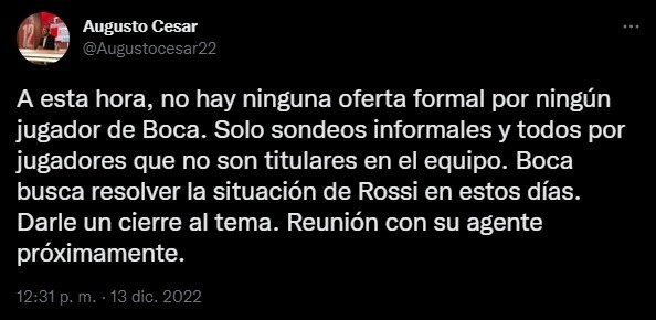 La situación de Boca y Rossi.