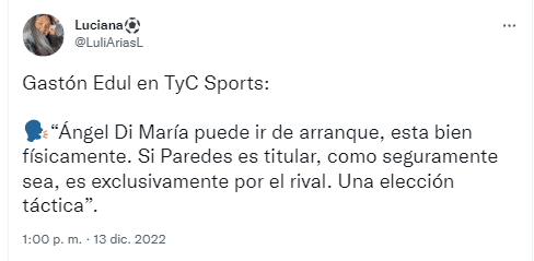Las palabras de Edul en TyC Sports.