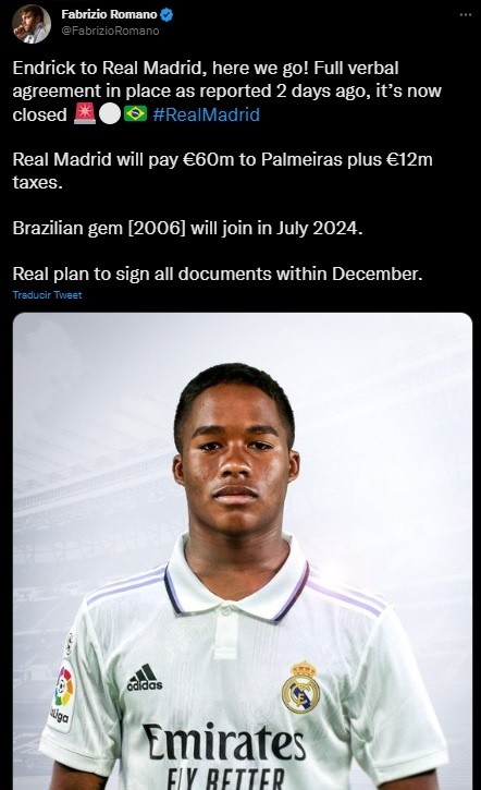 Endrick, nuevo jugador del Real Madrid.