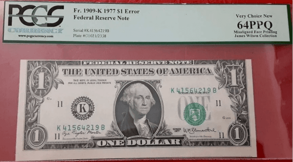 El error de desalineamiento que tiene el raro billete de 1 dólar.