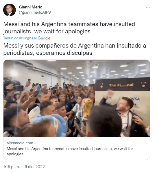 Periodistas de todo el mundo exigen que Messi y la Selección pidan perdón.