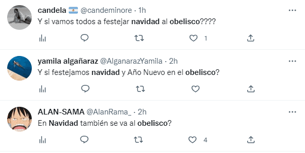 Usuarios proponen festejar Navidad en el Obelisco.