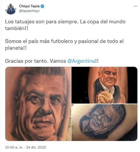 El posteo de Chiqui Tapia a días del campeonato del Mundo.