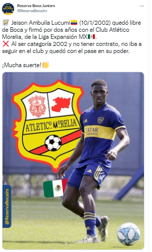 Lucumi, el colombiano que se fue libre de Boca a jugar al ascenso mexicano.