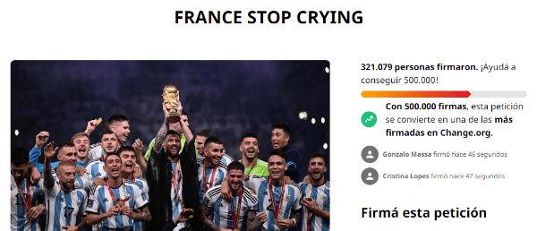 La petición digital en Change.org