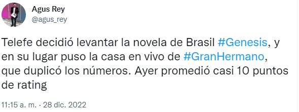 Telefe decidió levantar Génesis.