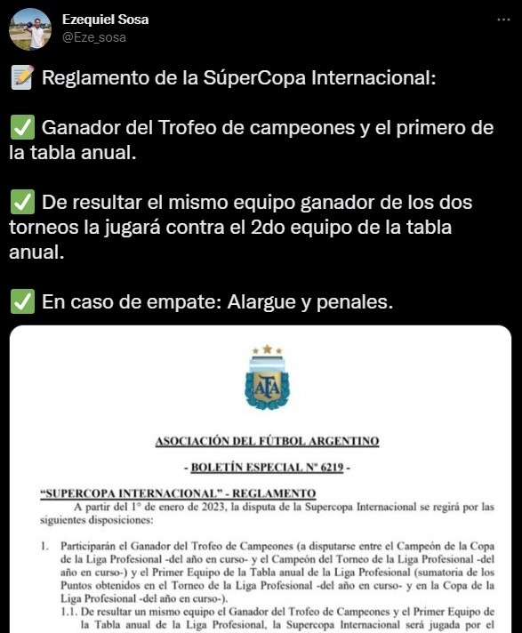 El reglamento del torneo.