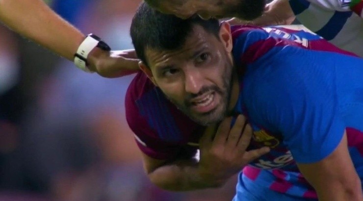 Sergio Aguero during Alaves match (TV Capture)