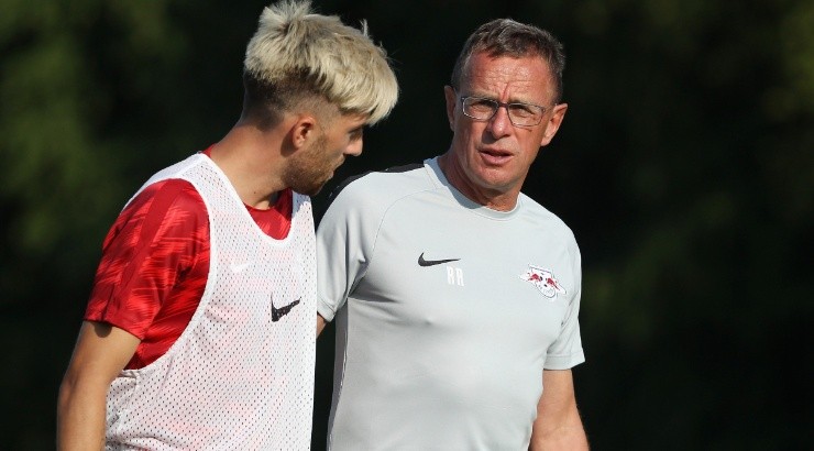 Ralf Rangnick at Leipzig. (Karina Hessland/Getty Images)